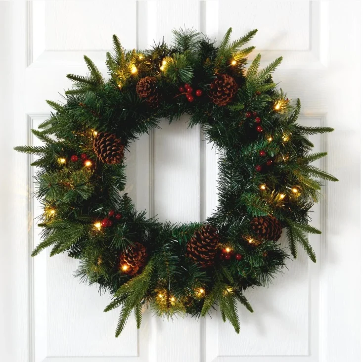 Pre-lit Evergreen Wreath